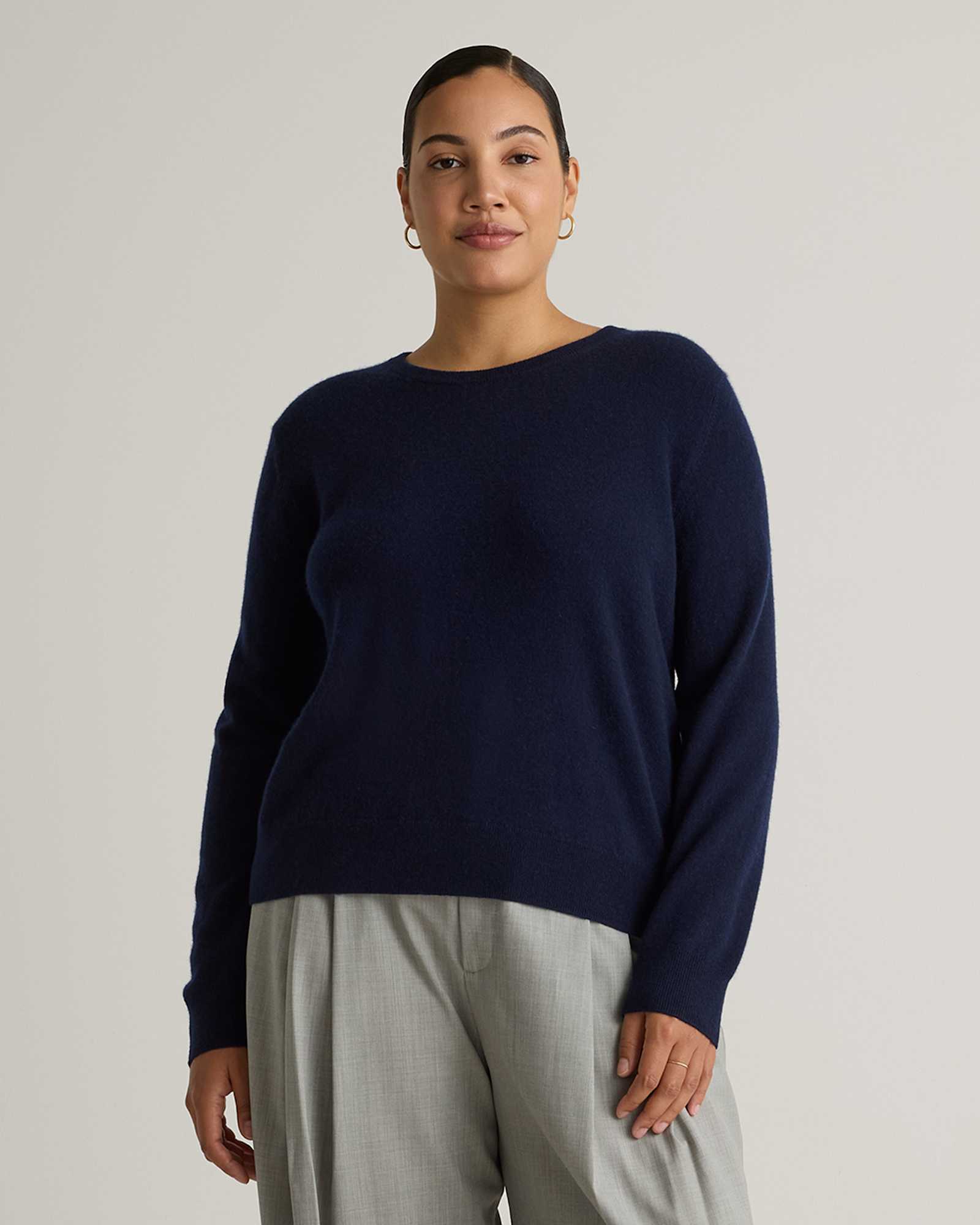 true-navy Mongolian Cashmere Crewneck Sweater