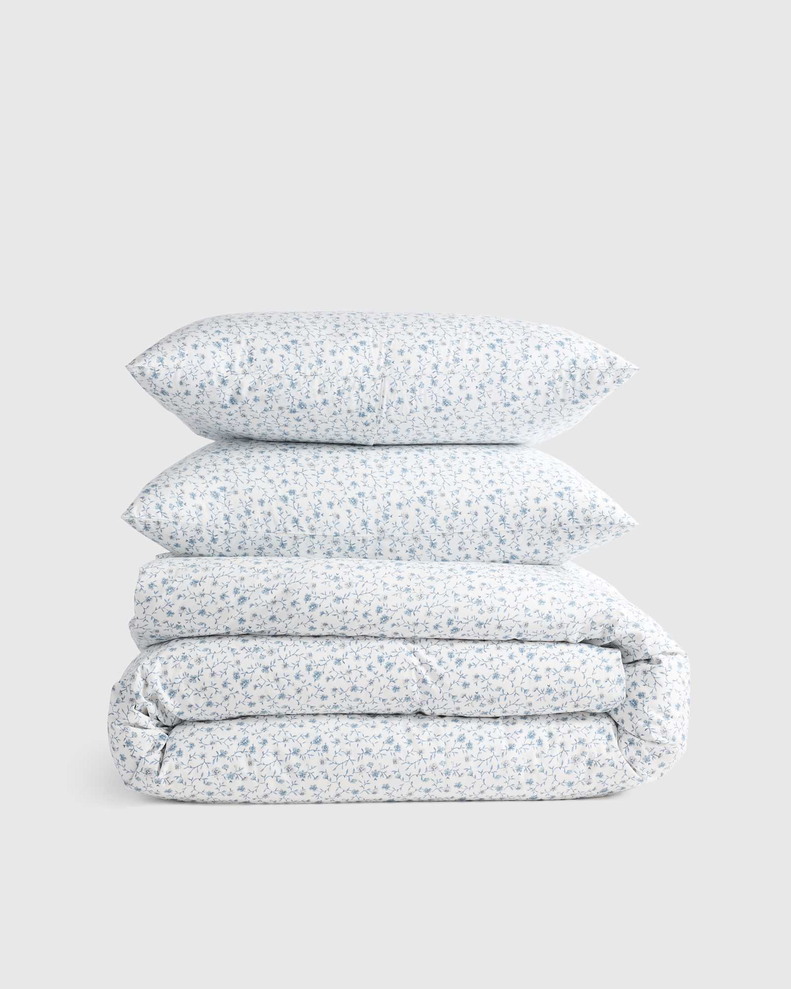 Blue Florette Classic Organic Percale Floral Duvet Cover Set