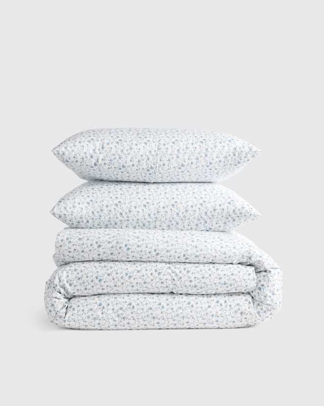 Blue Florette Classic Organic Percale Duvet Cover Set