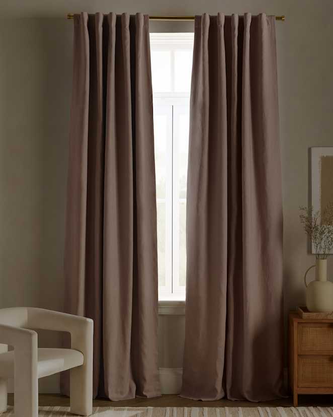 Rose Quartz European Linen True Blackout Curtain