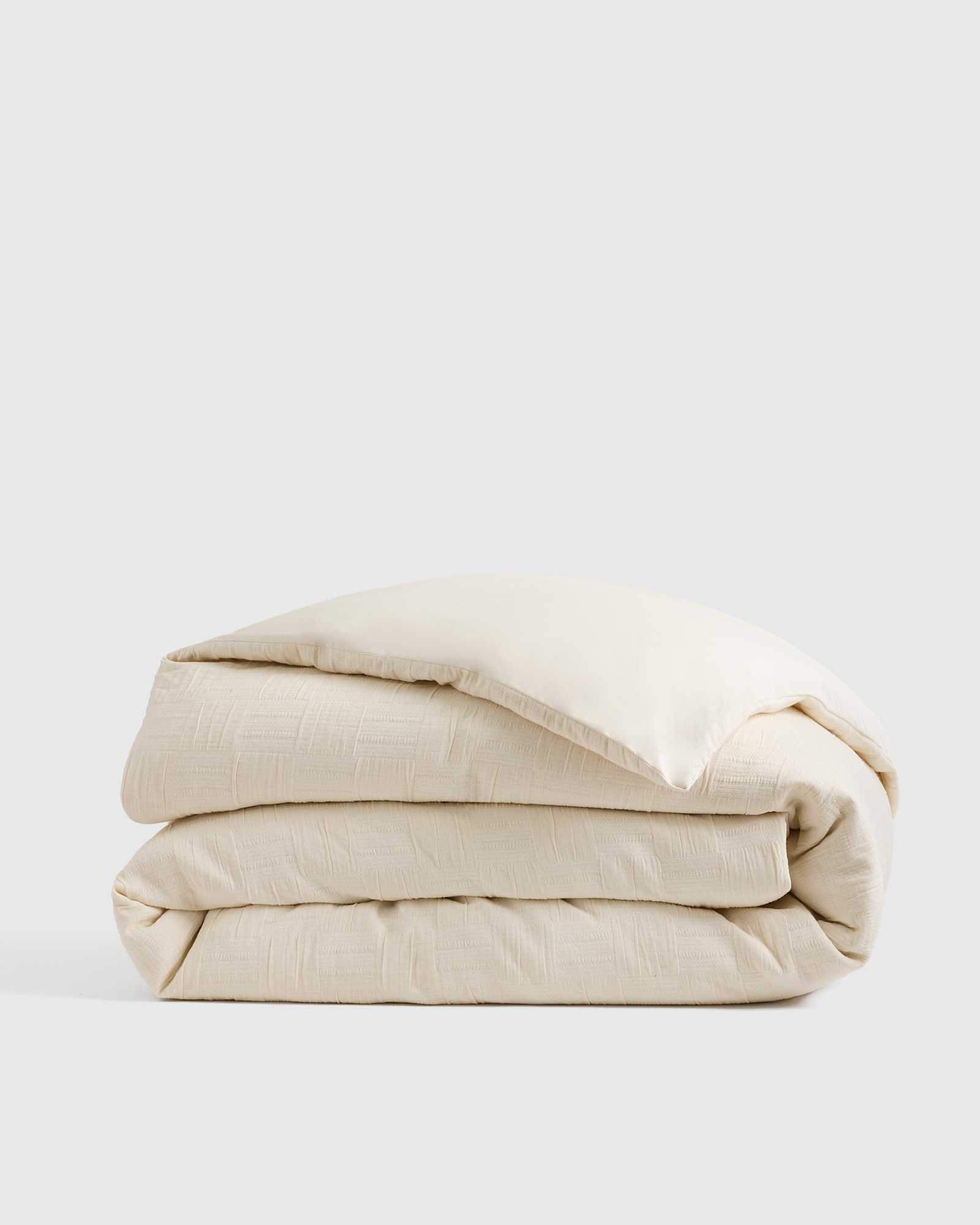 undyed Checkered Matelasse Duvet Cover