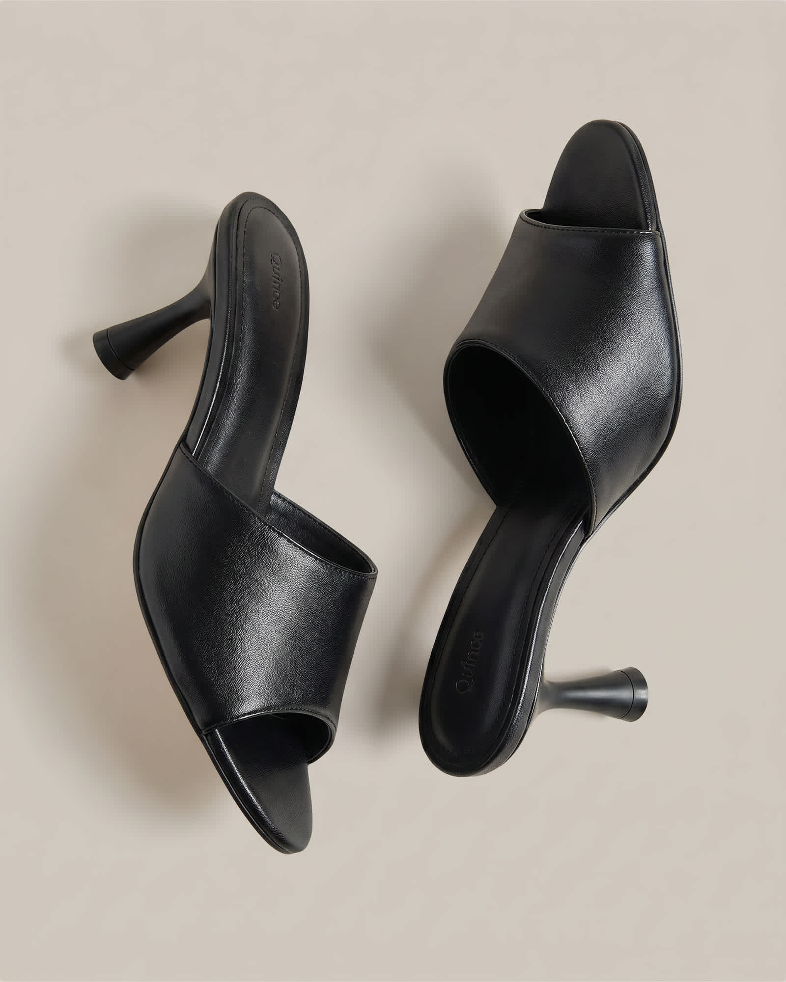Black Italian Leather 65mm Stiletto Mule