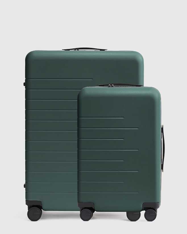 Dark Green Small Carry-On & Large Check-In Suitcase Set