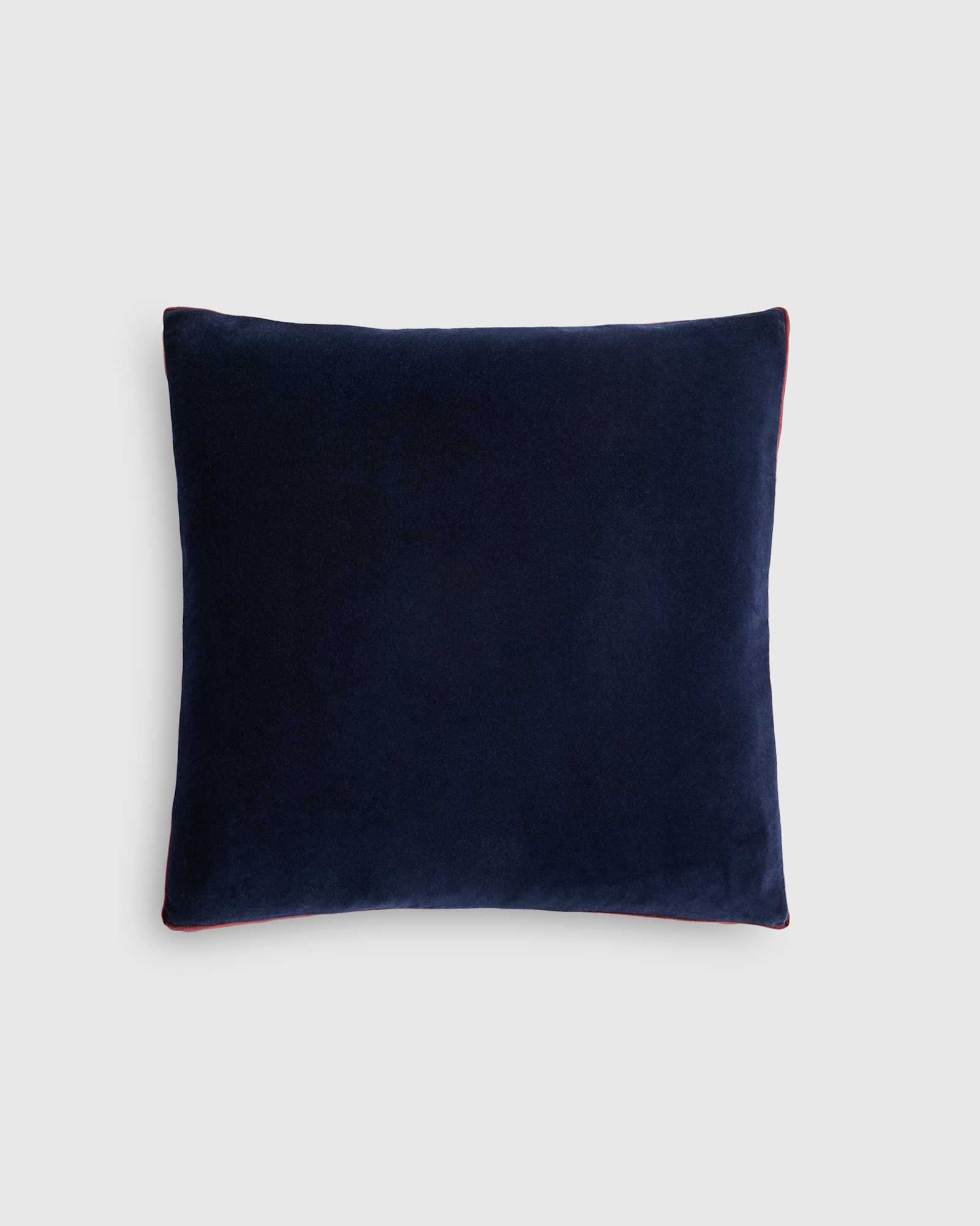 Navy/Bordeaux Housse de coussin en velours à bordure contrastée