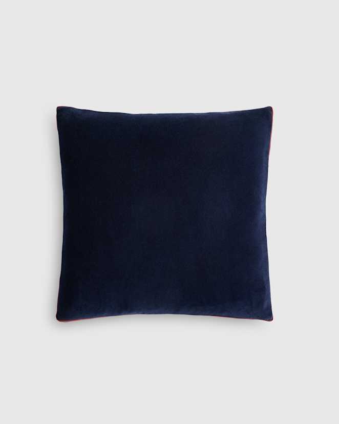 Navy/Bordeaux Contrast Velvet Edge Pillow Cover