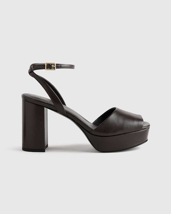 Coffee Bean Italian Leather Platform 115mm Block Heel