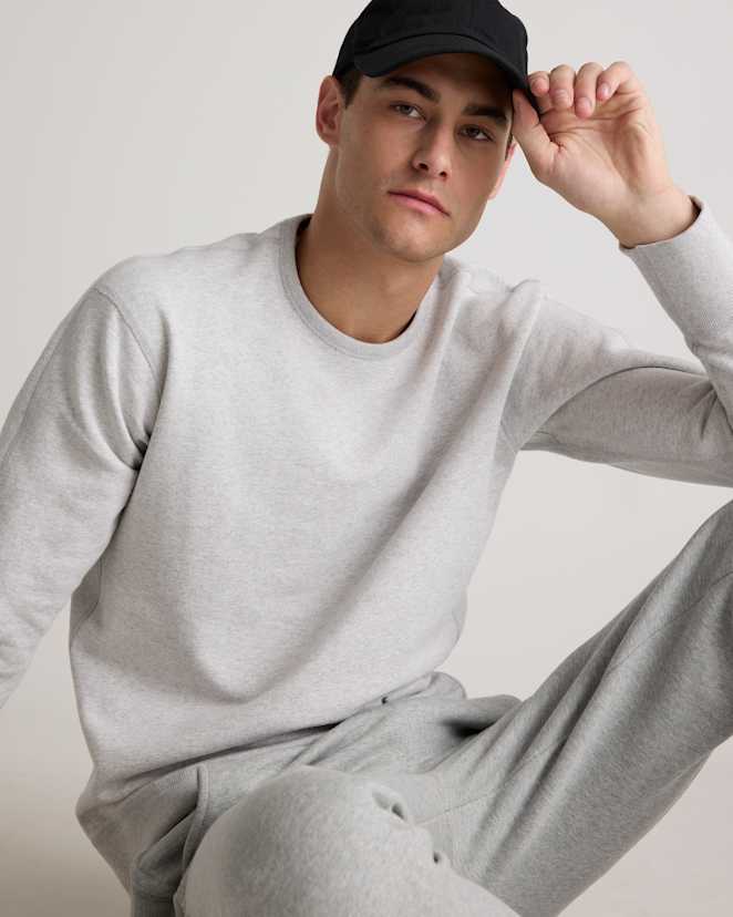 Light Heather Grey Organic Midweight French Terry Crewneck