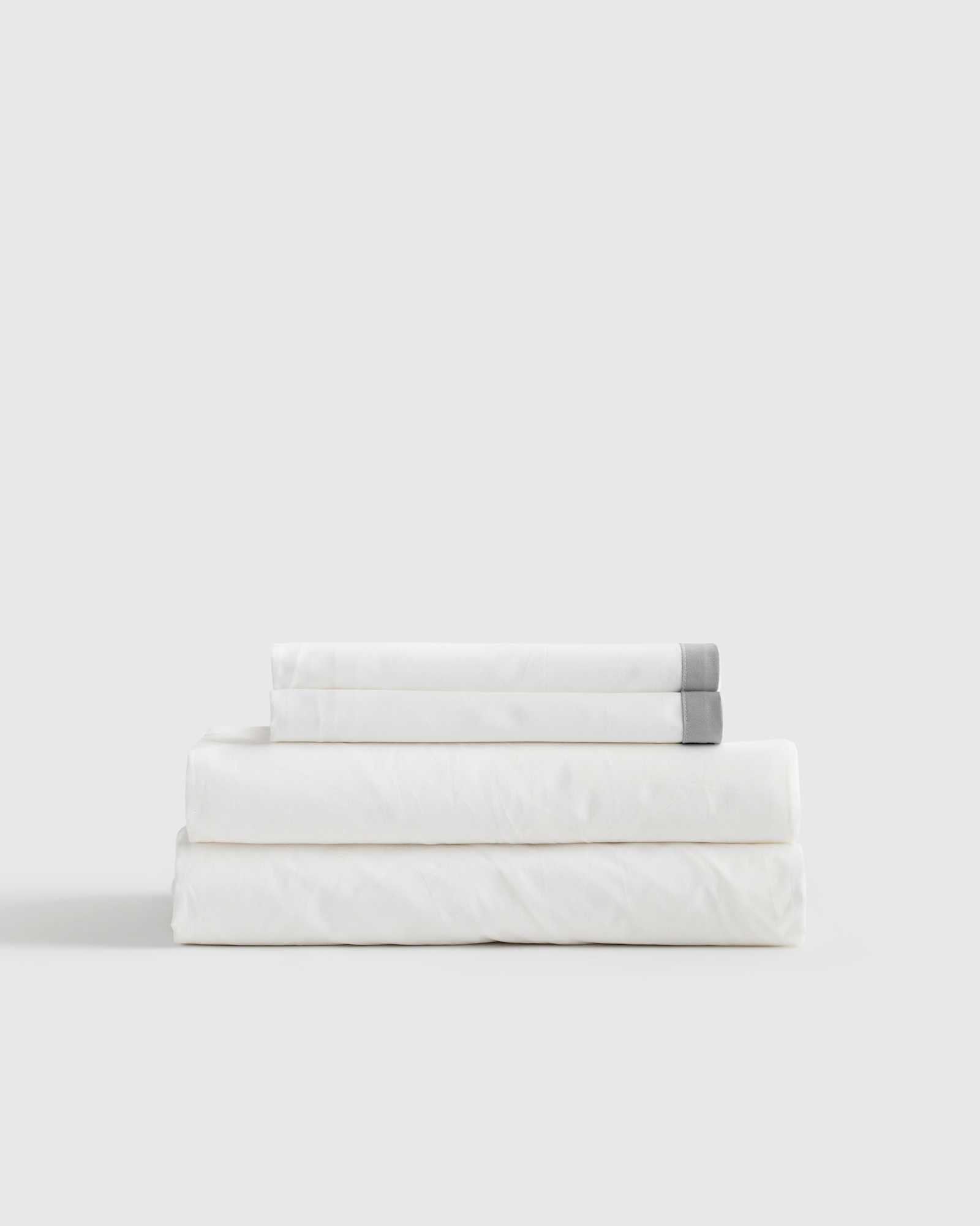 white/light-blue Luxury Organic Sateen Border Sheet Set