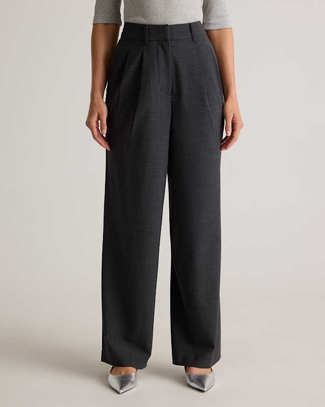 Coal Melange Italian Wool Pleated Trouser