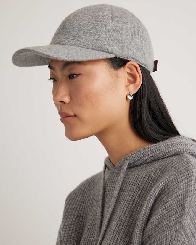 Light Heather Grey Cashmere Baseball Cap