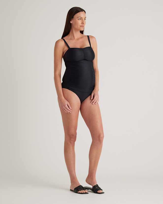 Black Italian Maternity Two-Piece Tankini Swimsuit