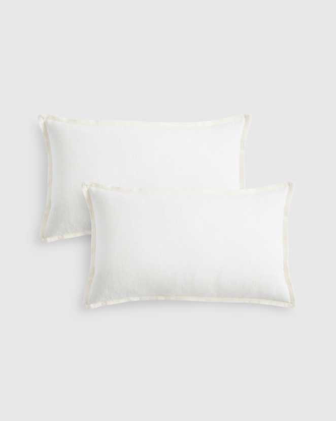 Ivory European Linen Flange Edge Pillow Cover (Set of 2)