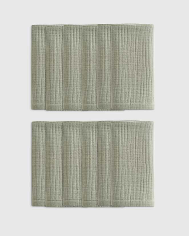 Dried Sage Organic Cotton Gauze Napkins (Set of 12)