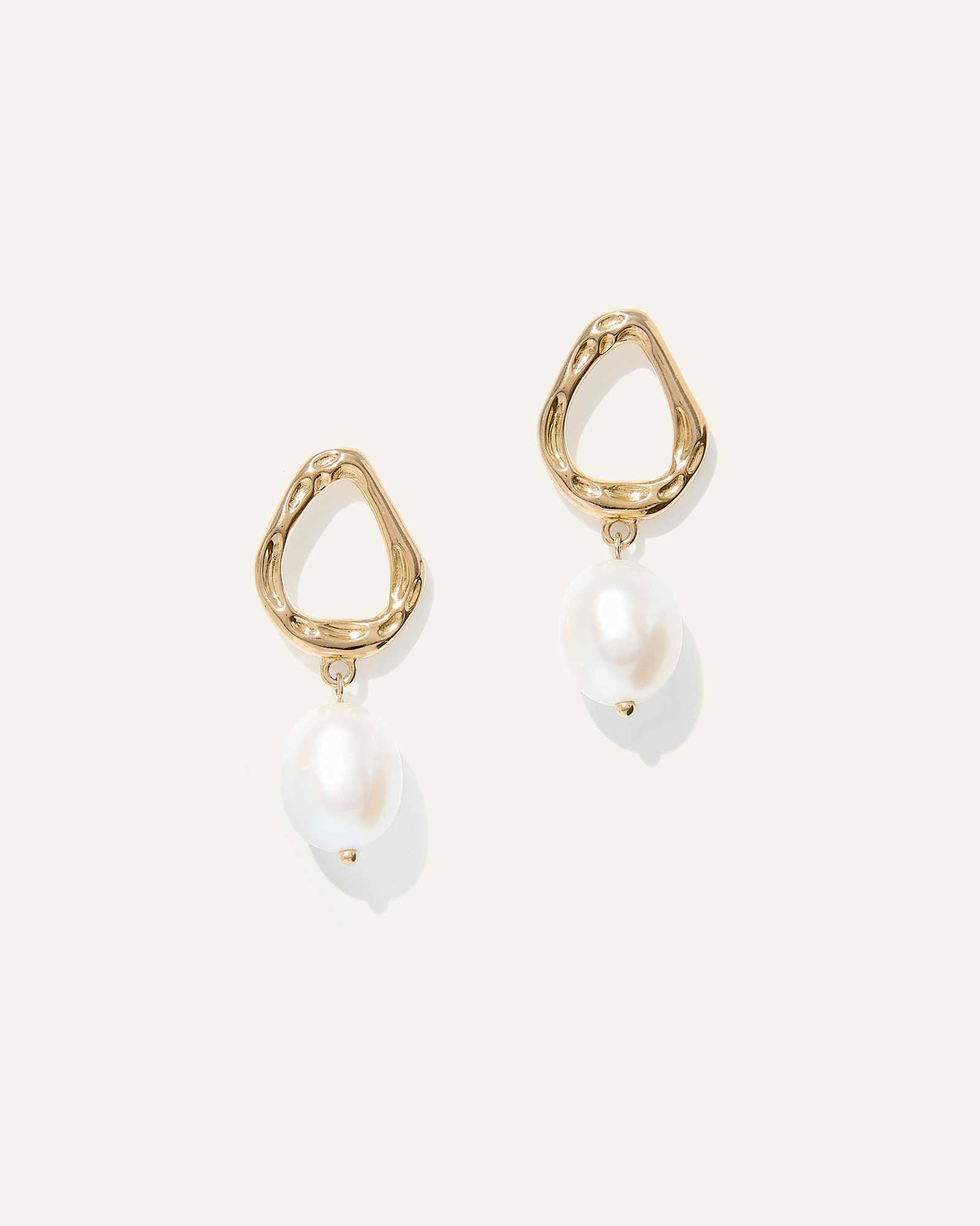 Gold Vermeil Freshwater Cultured Pearl Sculptural Drop Earrings