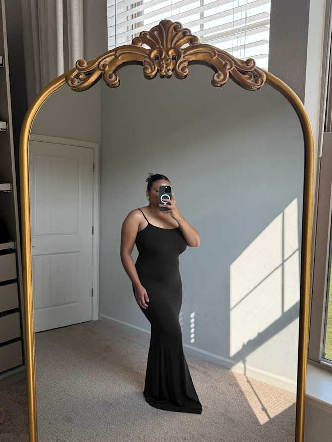 Black Tencel Rib Knit Maxi Slip Dress