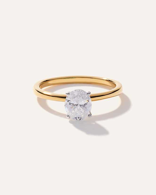 Yellow Gold Lab Grown Diamond Oval Comfort Fit Engagement Ring