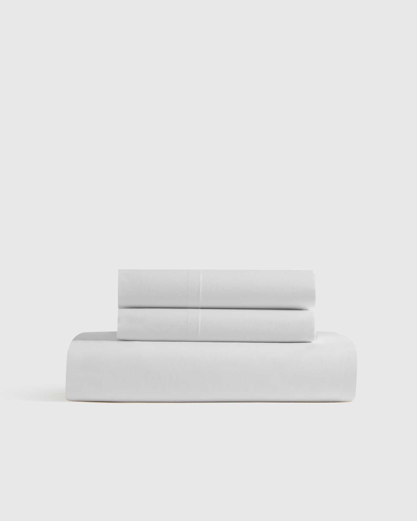 white Classic Organic Percale Fitted Sheet Set