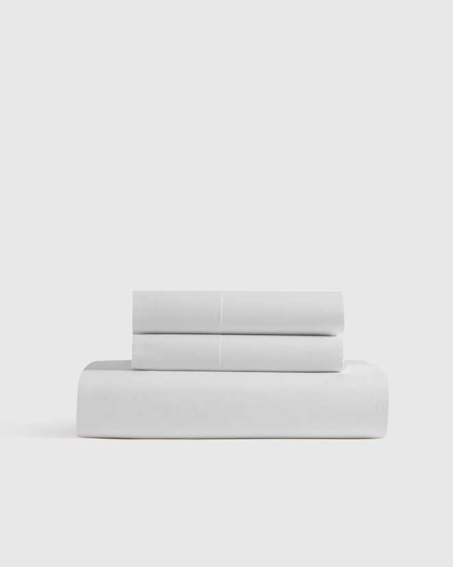 White Organic Crisp Percale Fitted Sheet Set