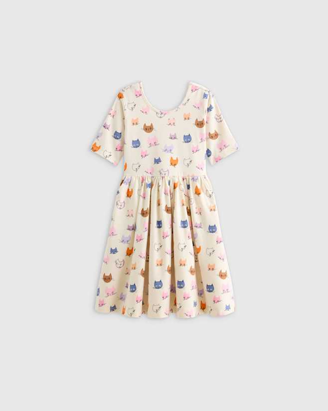 Cat Faces Organic Cotton Skater Dress