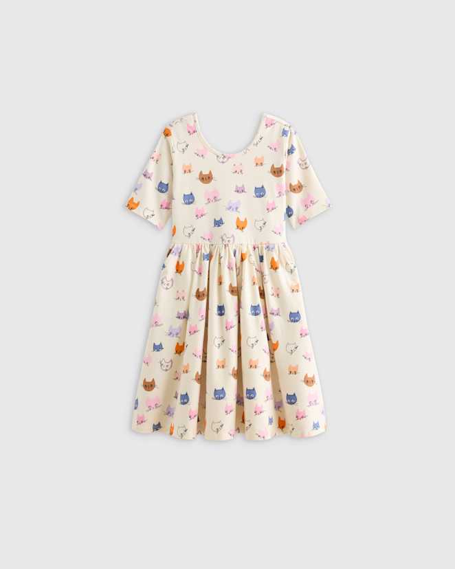 Cat Faces Organic Cotton Skater Dress