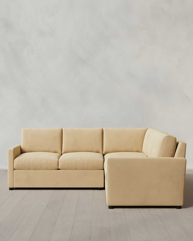 Linen Brennan L Sectional in Performance Velvet