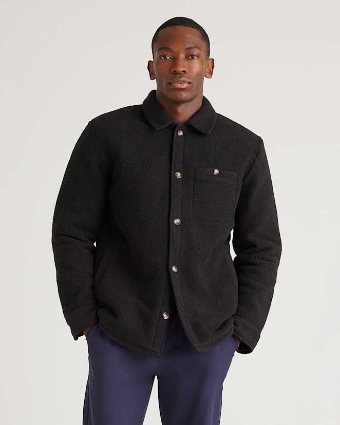Black Sherpa Shirt Jacket