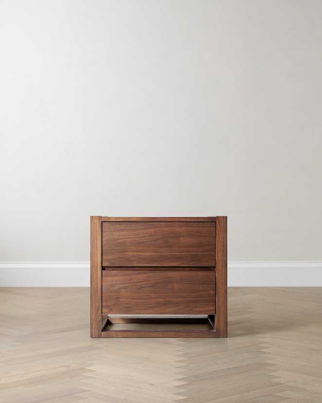 Walnut Brown Solid Wood Frame Nightstand