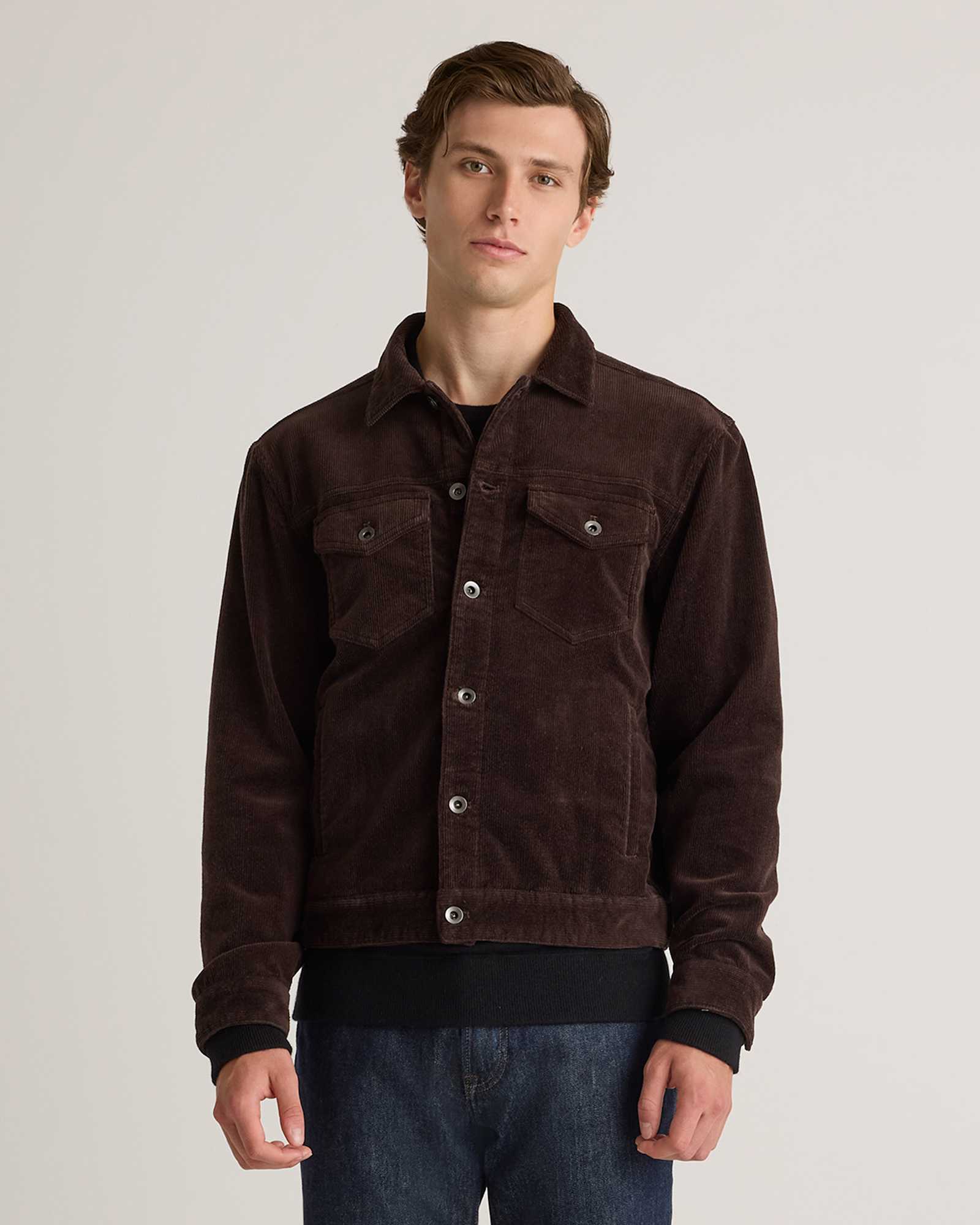 espresso Organic Stretch Corduroy Trucker Jacket