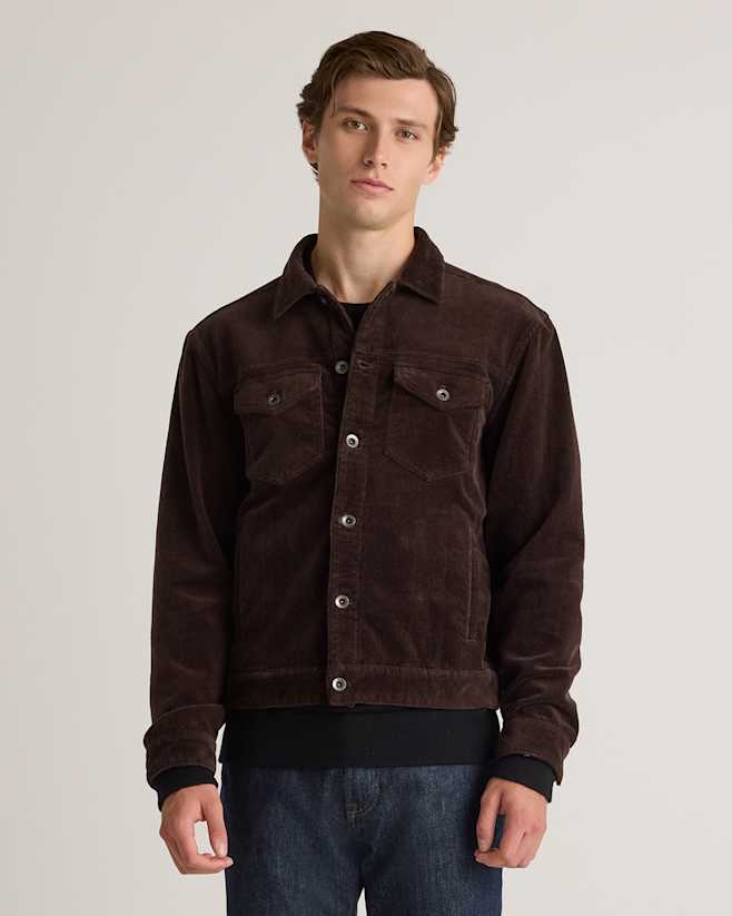 Espresso Organic Stretch Corduroy Trucker Jacket