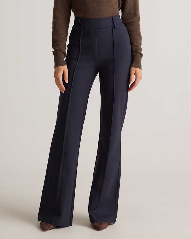 Navy Ultra-Stretch Ponte Flare Leg Pants