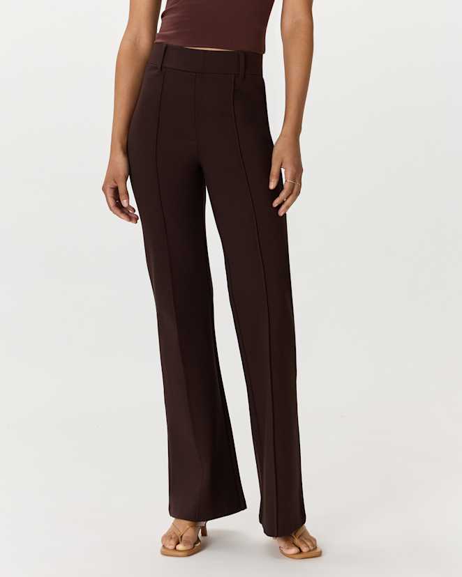 Espresso Ultra-Stretch Ponte Flare Leg Pants