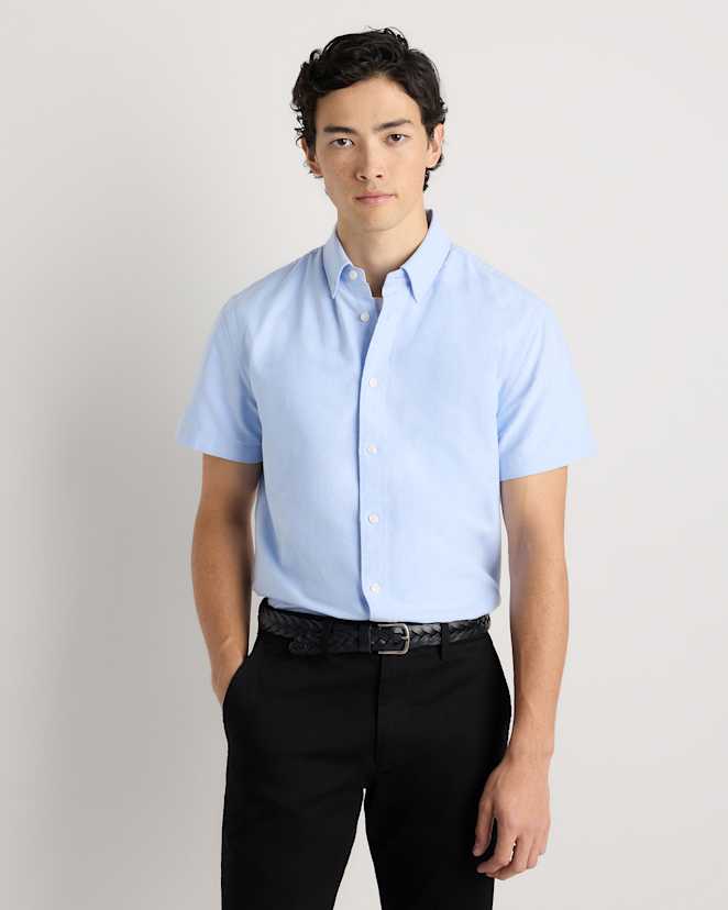 Pale Blue 100% Organic Cotton Short Sleeve Oxford Shirt