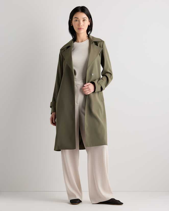 Olive Stretch Crepe Trench Coat