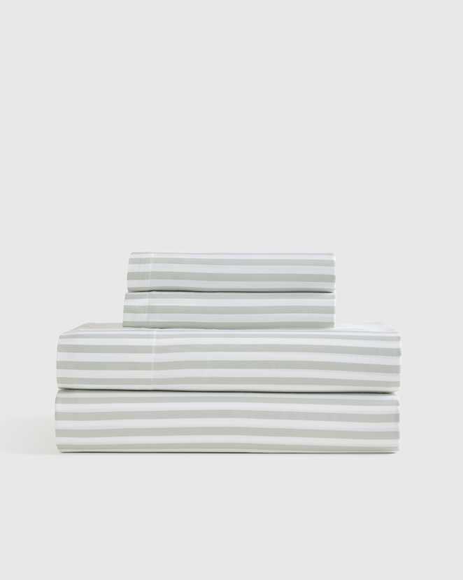 Tailored Stripe Mist Bamboo Sheet Set