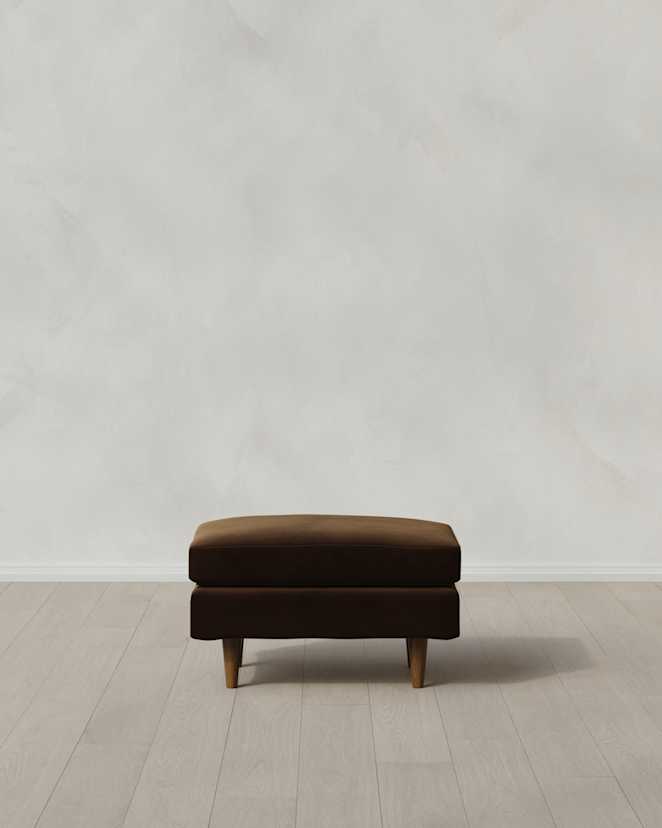 Java Atlas Midcentury Ottoman in Performance Velvet