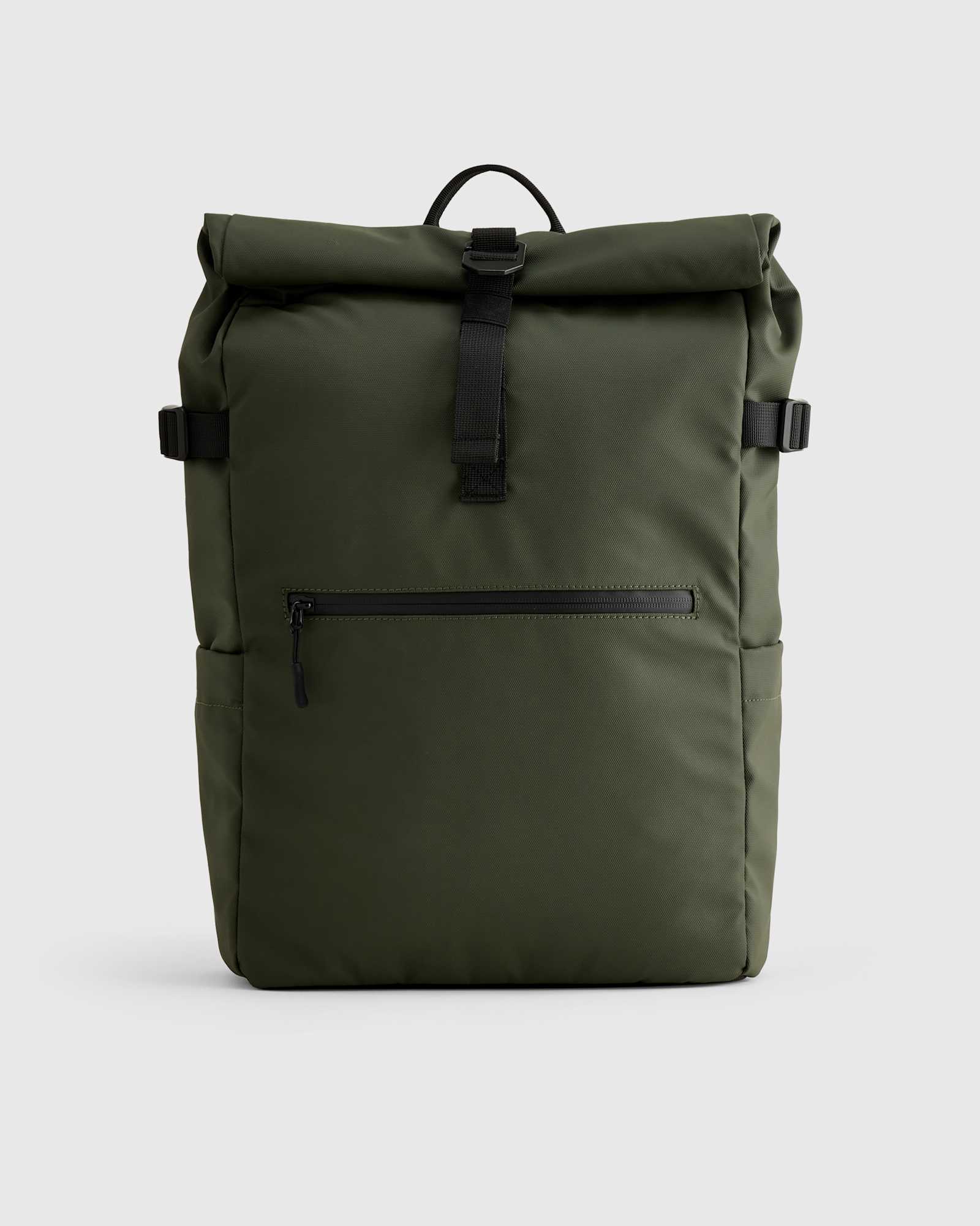 olive Weatherproof Roll-Top Backpack