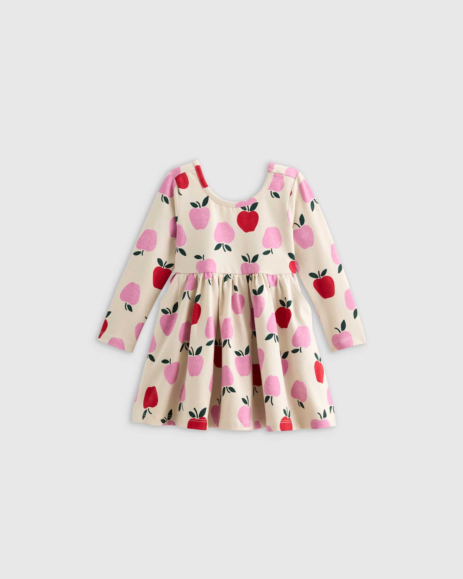 apple Organic Cotton Long Sleeve Skater Dress