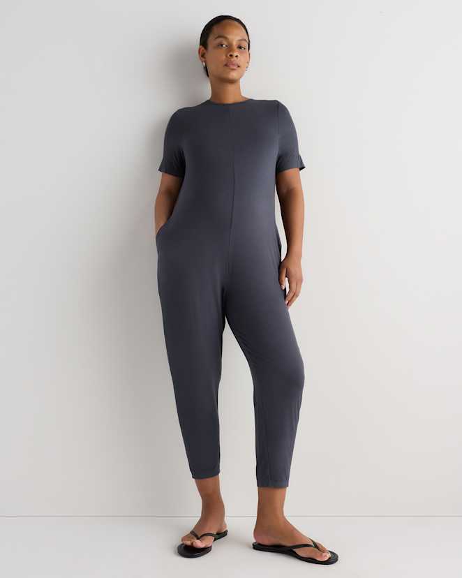 Graphite Bamboo Jersey Maternity Everyday Jumpsuit
