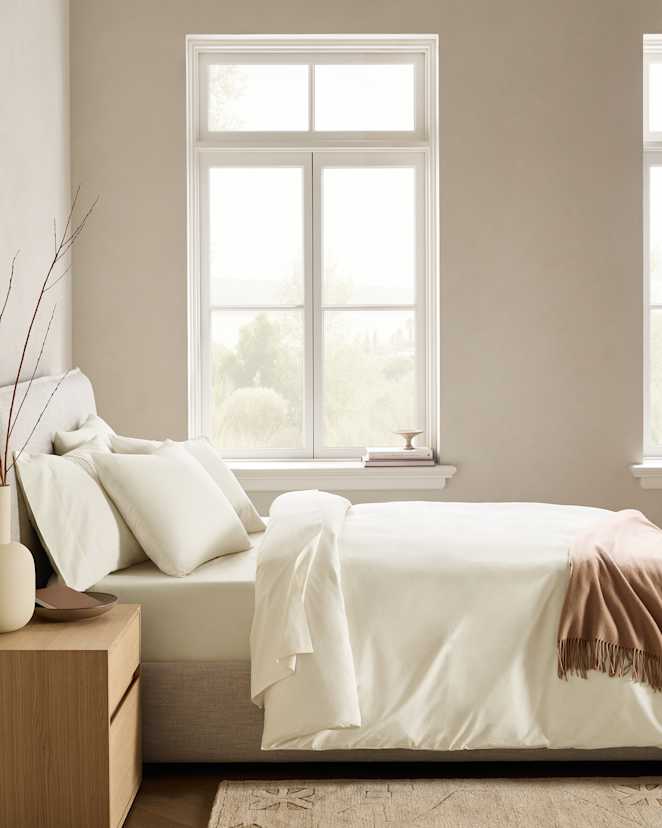 Ivory Classic Organic Percale Duvet Cover