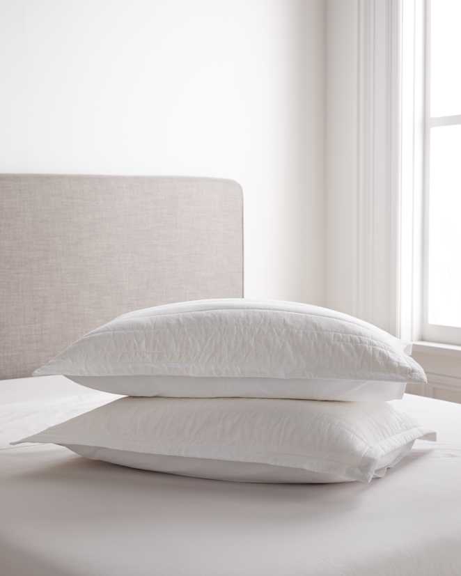 White Organic Cotton Stripe Stitch Quilted Sham Set