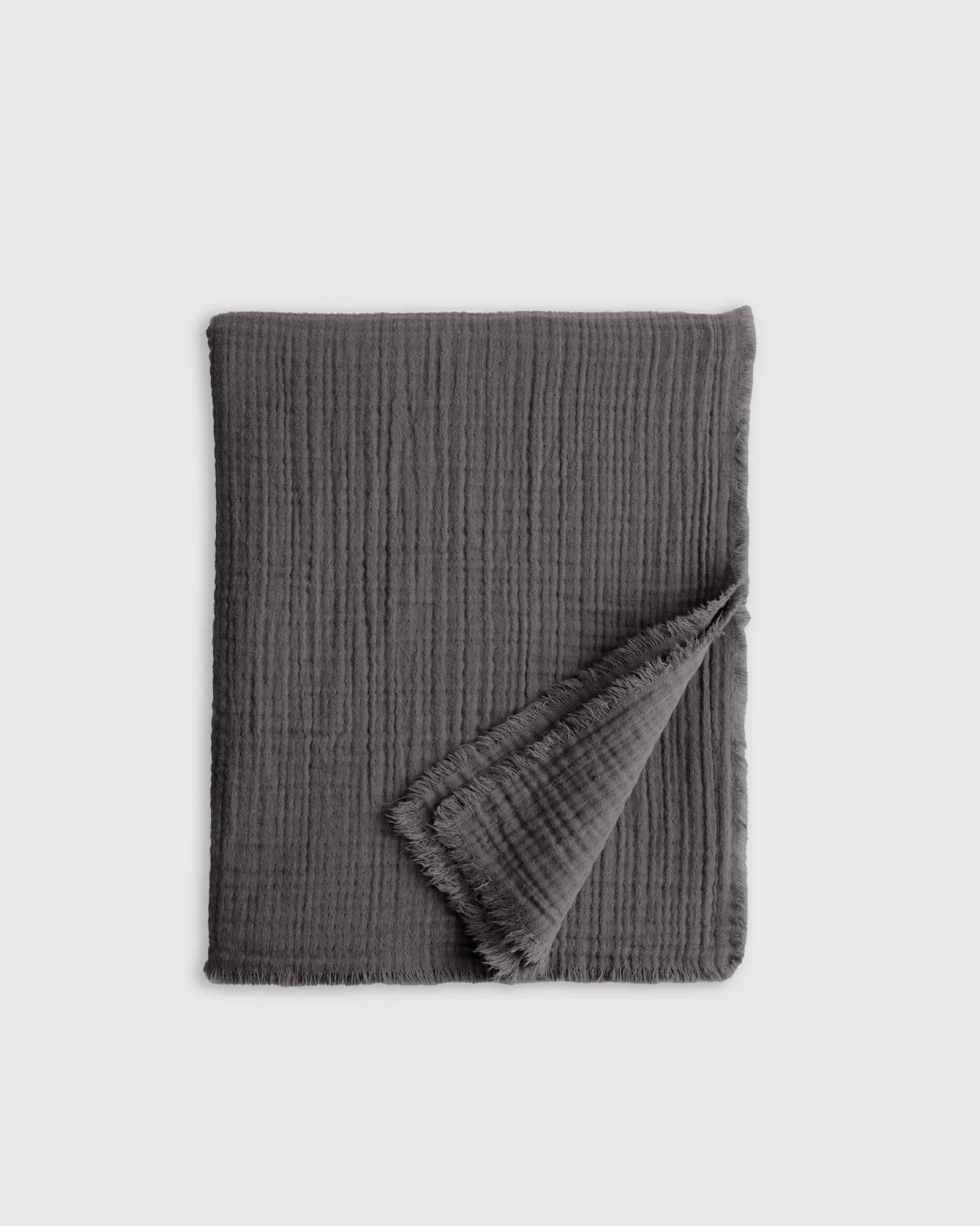 charcoal Organic Airy Gauze Throw