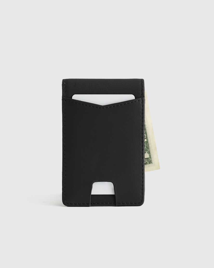 Black Italian Leather Money-Clip Wallet