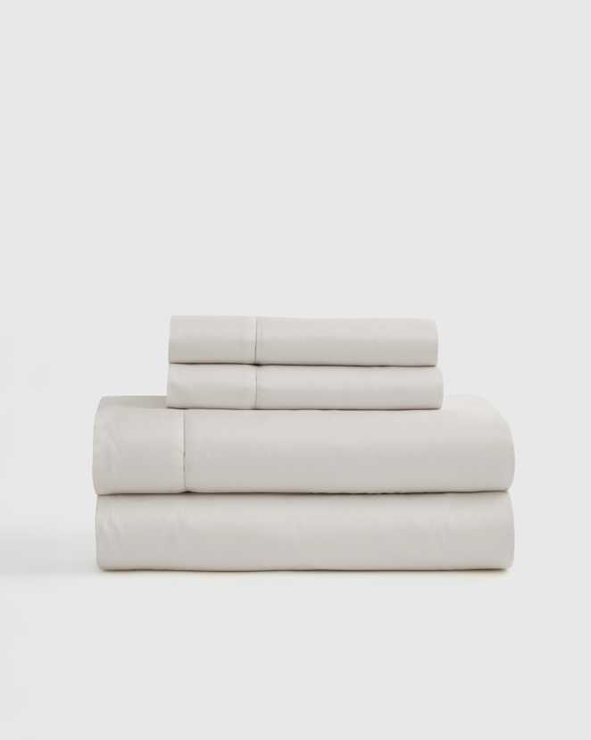 Light Grey Ensemble de draps signature en satin de coton Giza