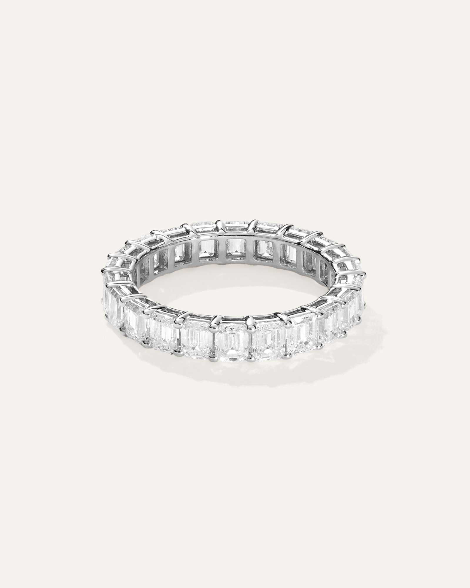 White Gold Lab Grown Diamond Emerald Eternity Band
