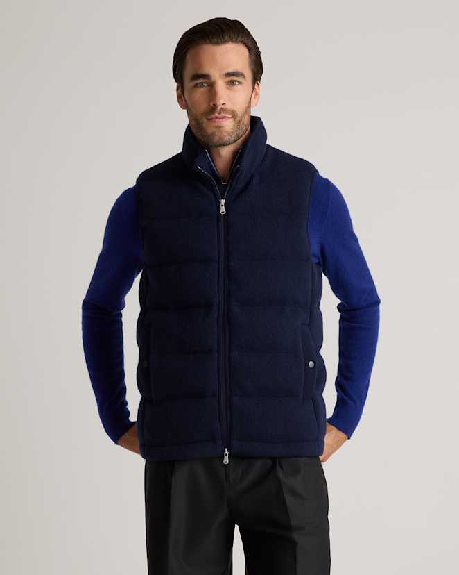 True Navy Mongolian Cashmere Puffer Vest