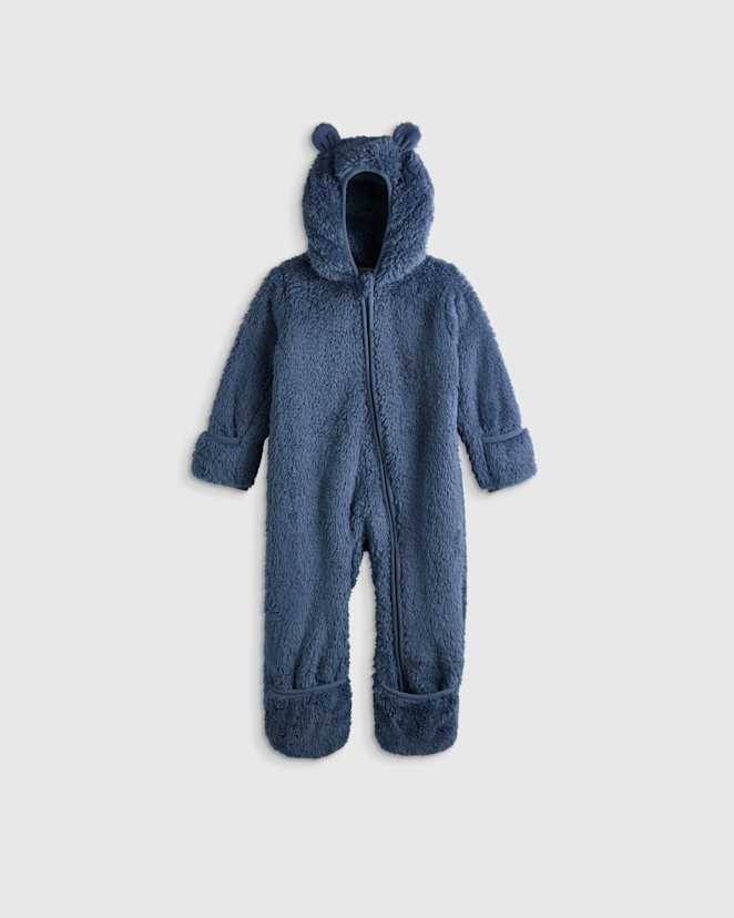 Vintage Blue Recycled Sherpa Fleece Baby Bear Bunting