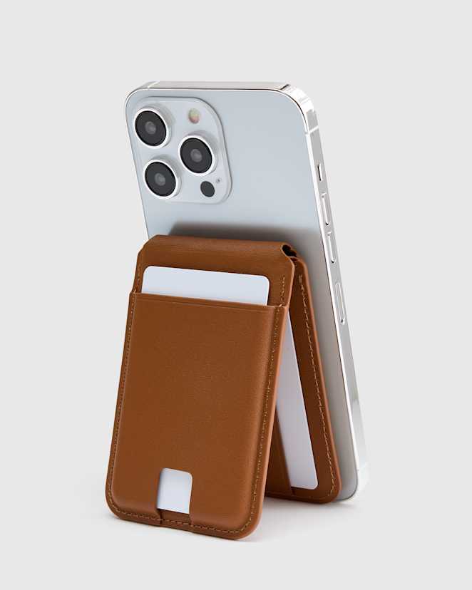 Cognac Leather MagSafe Wallet & Phone Stand