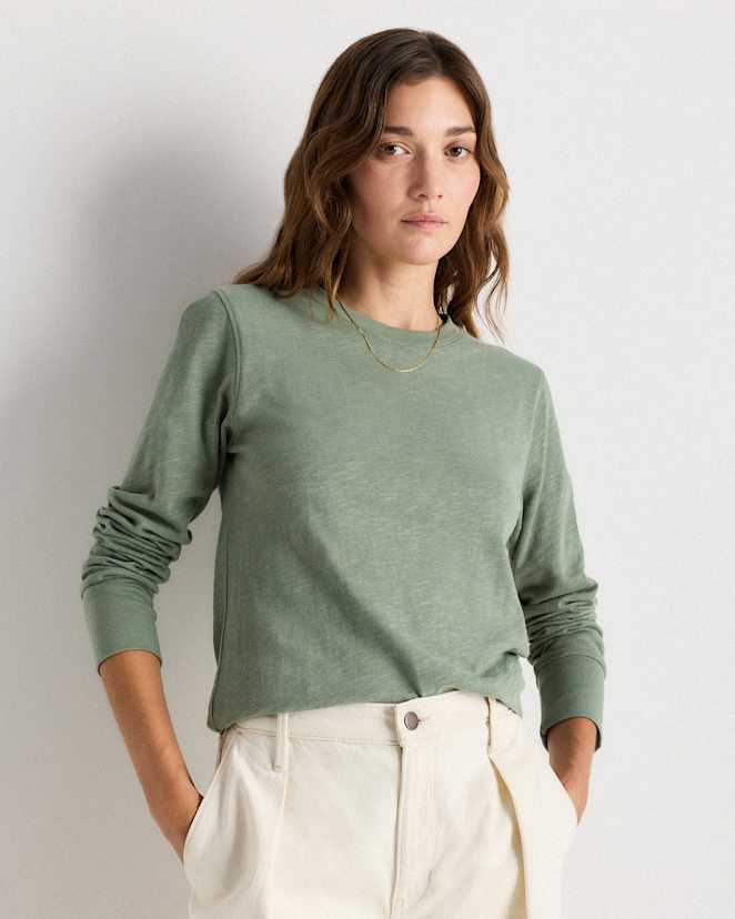 Sea Spray Green 100% Organic Cotton Slub Long Sleeve Tee