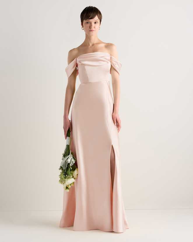 Pale Blush Pink Aurora Stretch Satin Convertible Dress