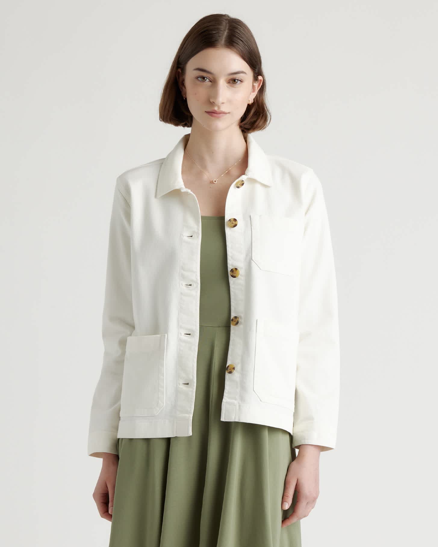 Ivory Blouson ouvrier confortable extensible en coton biologique